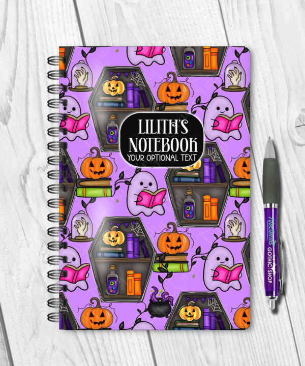 15615 personalised ghostie coffin bookcase notebook 1