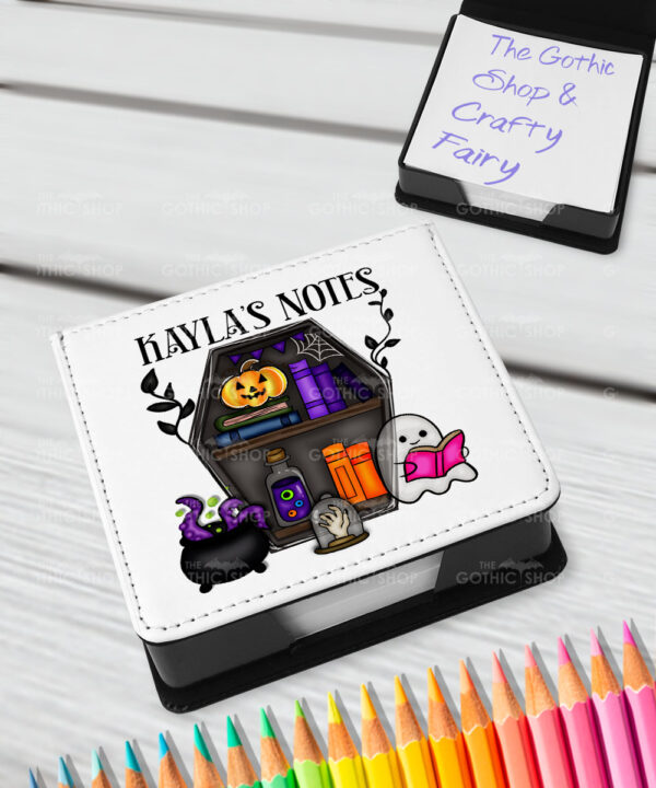 15617 personalised ghostie coffin bookcase memo notes 1