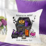 personalised spooky coffin bookcase ghosts velvet cushion