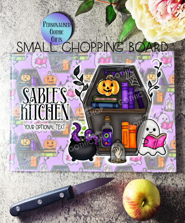 15629 personalised ghostie coffin spooky kitchen chopping board 2