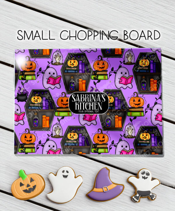 15630 personalised ghostie coffin spooky kitchen chopping board 1