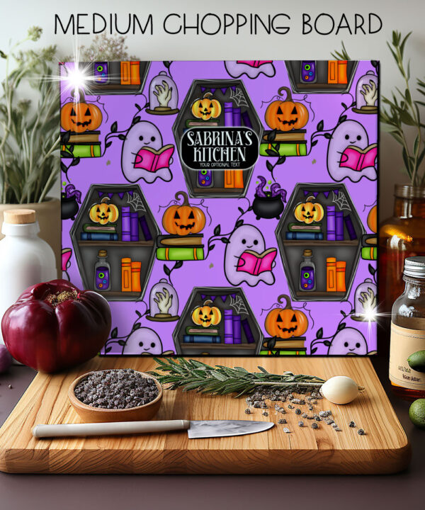 15630 personalised ghostie coffin spooky kitchen chopping board 3