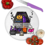 15631 personalised ghostie coffin spooky kitchen chopping board 1
