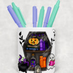 15633 personalised ghostie coffin spooky pen pot 1