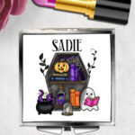 15636 personalised ghostie coffin spooky compact mirror 1