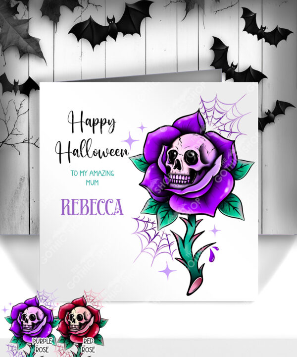 15667 personalised dead rosey purple halloween card 1