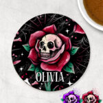 15669 personalised dead rosey purple coaster 2