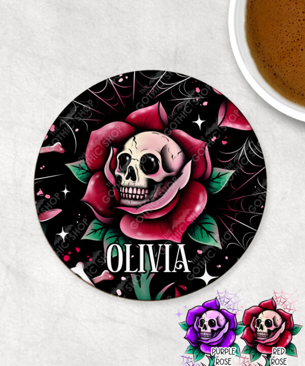 15669 personalised dead rosey purple coaster 2