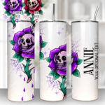 personalised dead rosey skull roses gothic 20oz straight tumbler