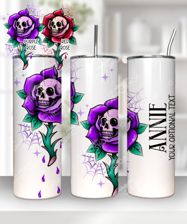 personalised dead rosey skull roses gothic 20oz straight tumbler