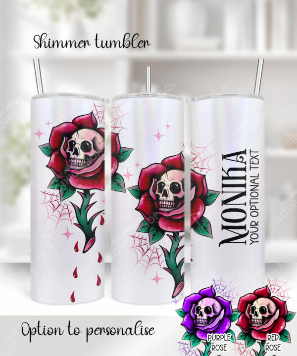 personalised dead rosey skull roses gothic 20oz straight tumbler
