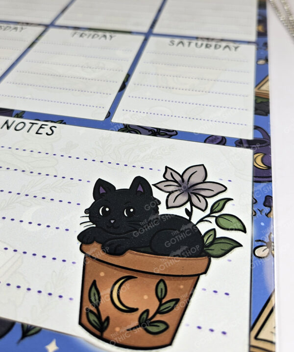 personalised bellatrix mystical black cat garden witchy weekly planner whiteboard metal sign