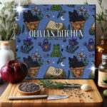 15701 mystical black cat chopping board 2