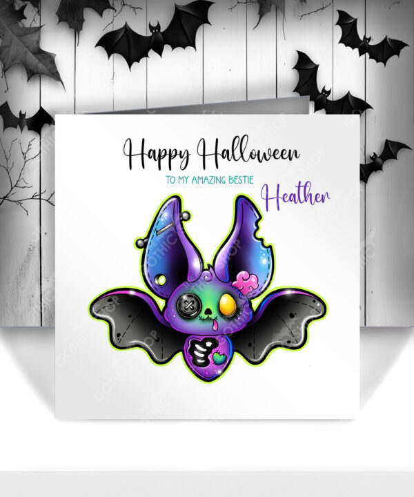 15704 personalised zombie bat gothic halloween card 1