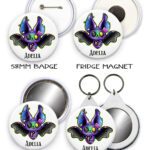 15723 personalised zombie bat gothic badge keyring mirror 1