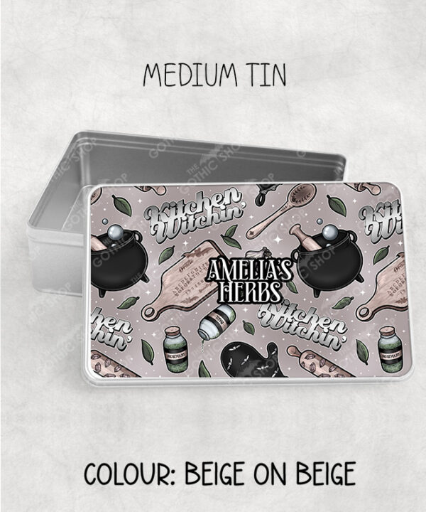 15731 personalised kitchen witch storage tin 2