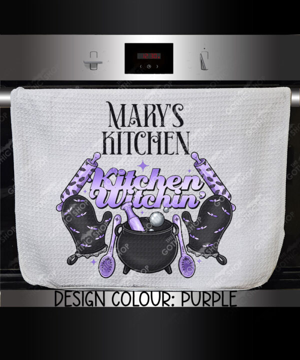 15738 personalised kitchen witch tea towel 1