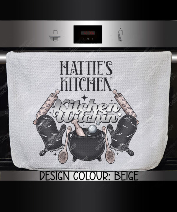 15738 personalised kitchen witch tea towel 2
