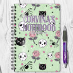 15749 personalised kawaii gothic cats skulls roses notebook 1