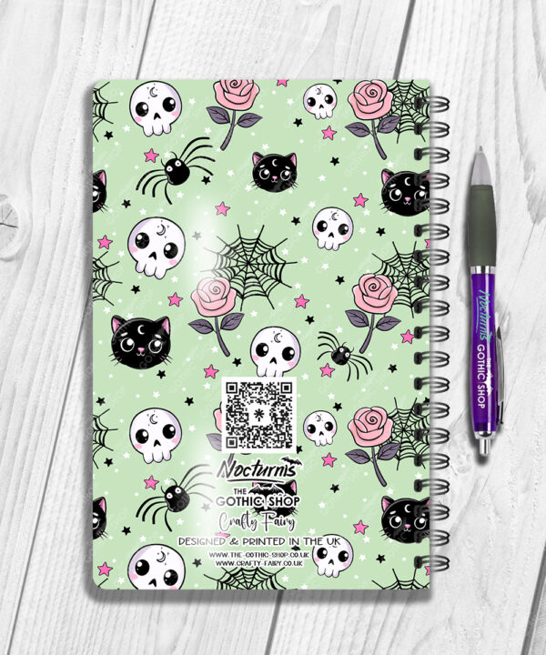15749 personalised kawaii gothic cats skulls roses notebook 2