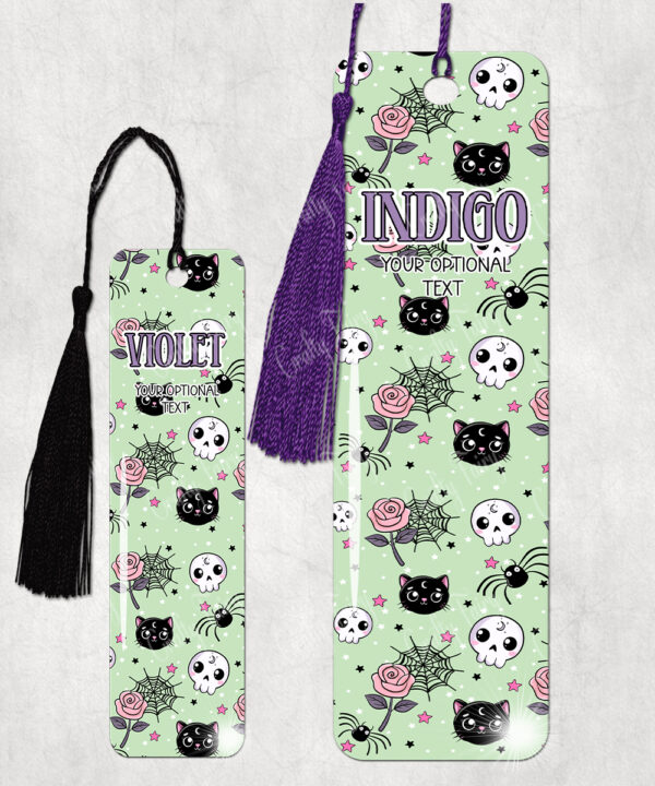 15750 personalised kawaii gothic cats skulls roses bookmark 1