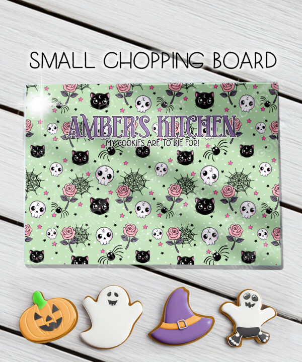 15753 personalised kawaii gothic cats skulls roses chopping board 1
