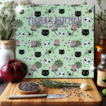 15753 personalised kawaii gothic cats skulls roses chopping board 3