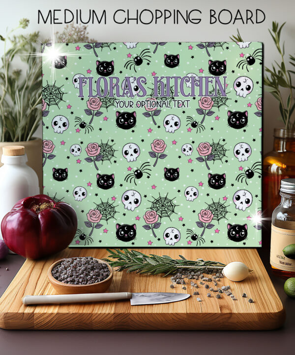 15753 personalised kawaii gothic cats skulls roses chopping board 3