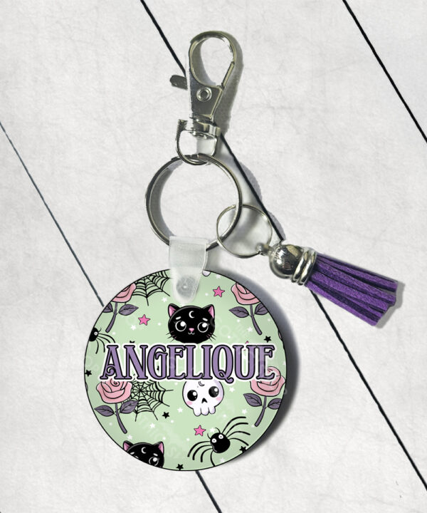 15756 personalised kawaii gothic cats skulls roses keyring