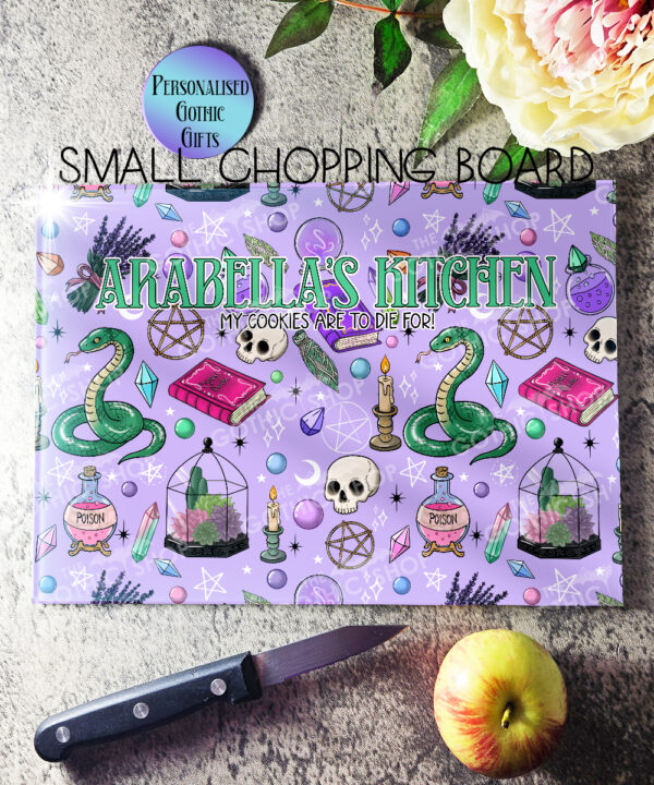 15762 personalised purple gothic witchy chopping board 1