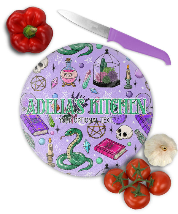 15763 personalised purple gothic witchy chopping board 1