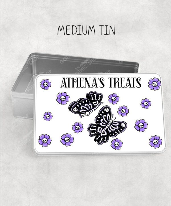 15773 personalised moths skull flowers gothic storage tin 1