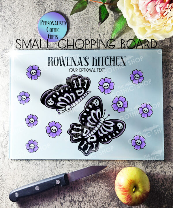15780 personalised moths skull flowers gothic chopping board 1