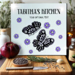 15780 personalised moths skull flowers gothic chopping board 3