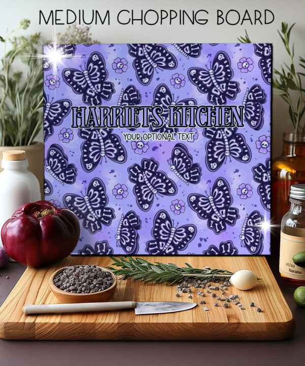 15781 personalised moths skull flowers gothic chopping board 3