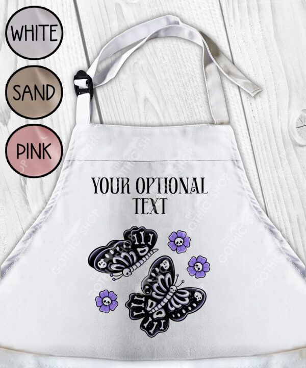 15783 personalised moths skull flowers gothic apron 1