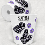 15786 personalised moths skull flowers gothic plant pot