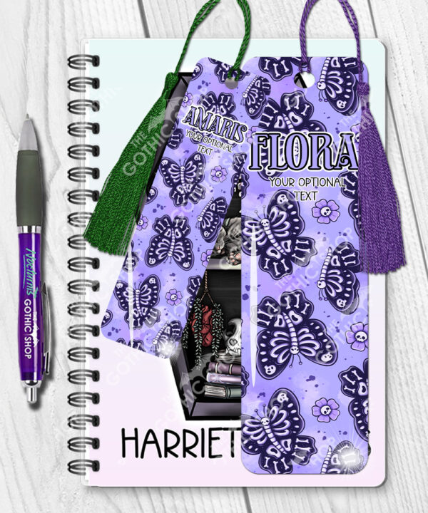 15789 personalised moths skull flowers gothic bookmark 1