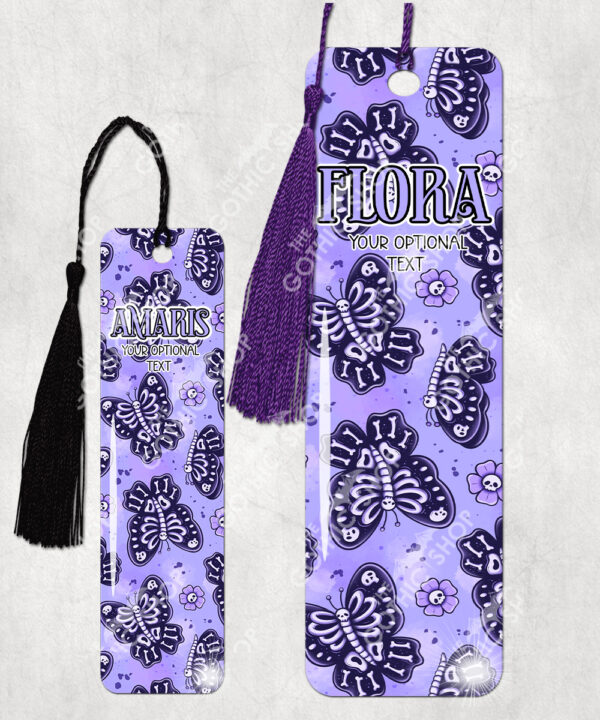15789 personalised moths skull flowers gothic bookmark 2