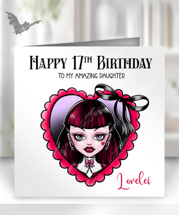 15790 personalised goth girl red heart gothic card 1
