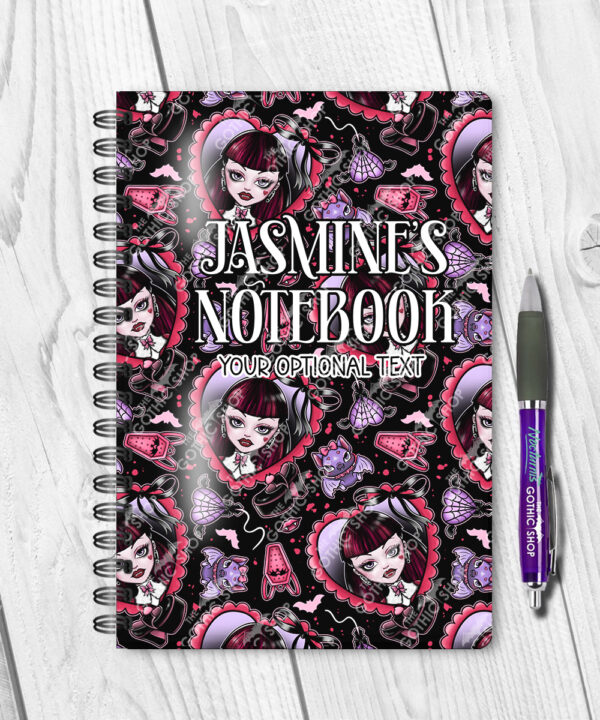 15793 personalised goth girl red heart gothic notebook 1