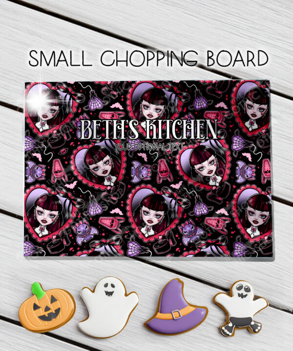 15802 personalised goth girl red heart gothic chopping board 1