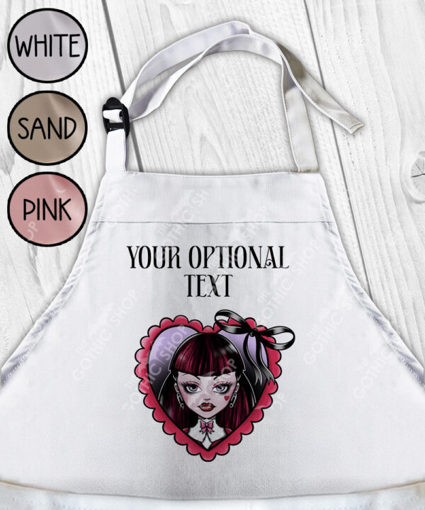 15804 personalised goth girl red heart gothic apron 1