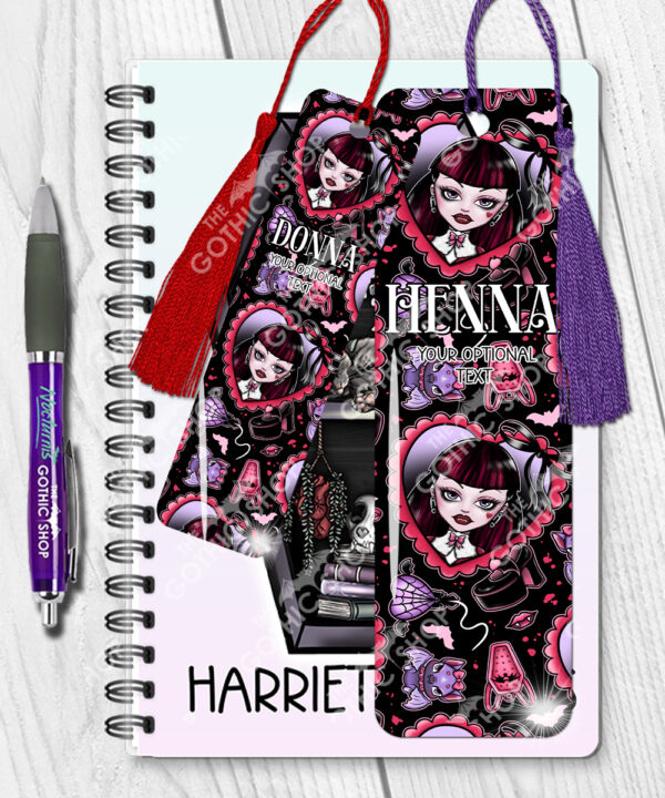 15809 personalised goth girl red heart gothic bookmark 2