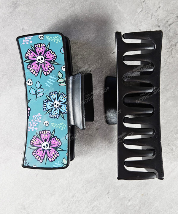 18514 skull flower gothic hair clip 1