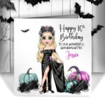 personalised skulltress & pumpkins birthday or halloween card