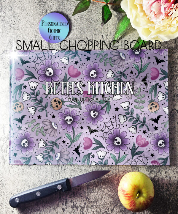 18532 personalised skull flower gothic chopping board 1
