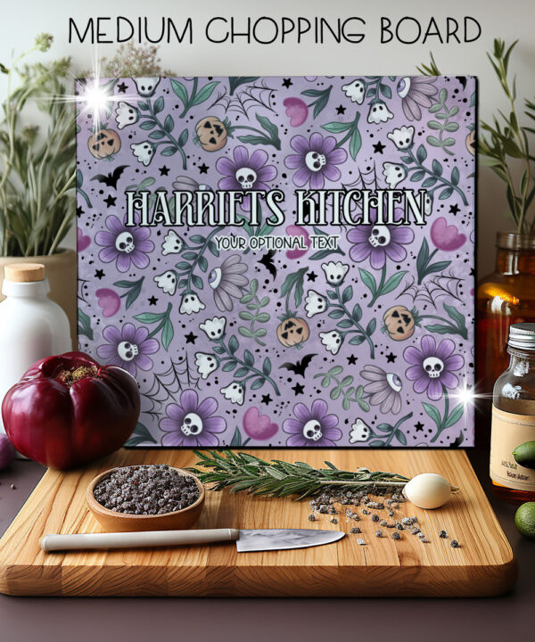 18532 personalised skull flower gothic chopping board 3