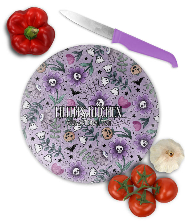 18533 personalised skull flower gothic chopping board 1