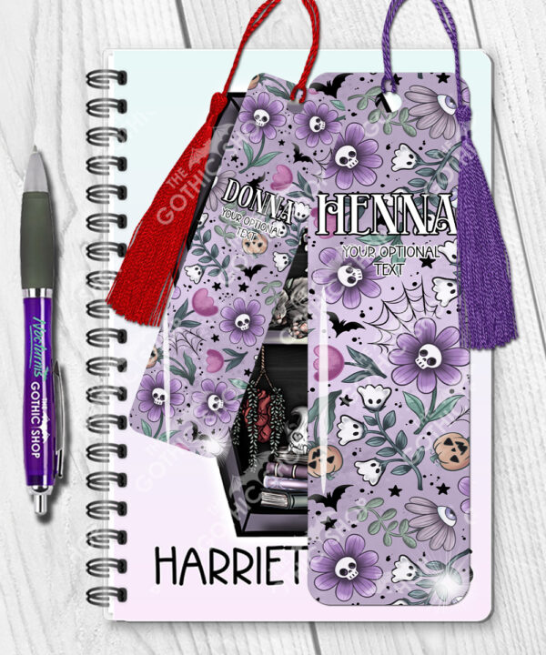 18535 personalised skull flower gothic bookmark 2